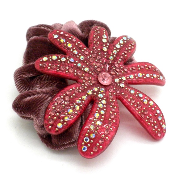 Crystal Flower Ponytail Holder - Picture 2 of 3